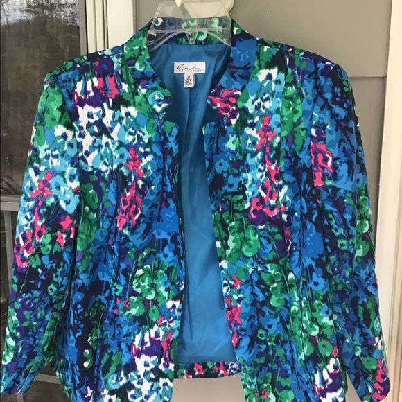 Beautiful church Ladies dressy Jacket Kim Rogers 8p petite Spring Turquoise NWOT - Picture 15 of 16